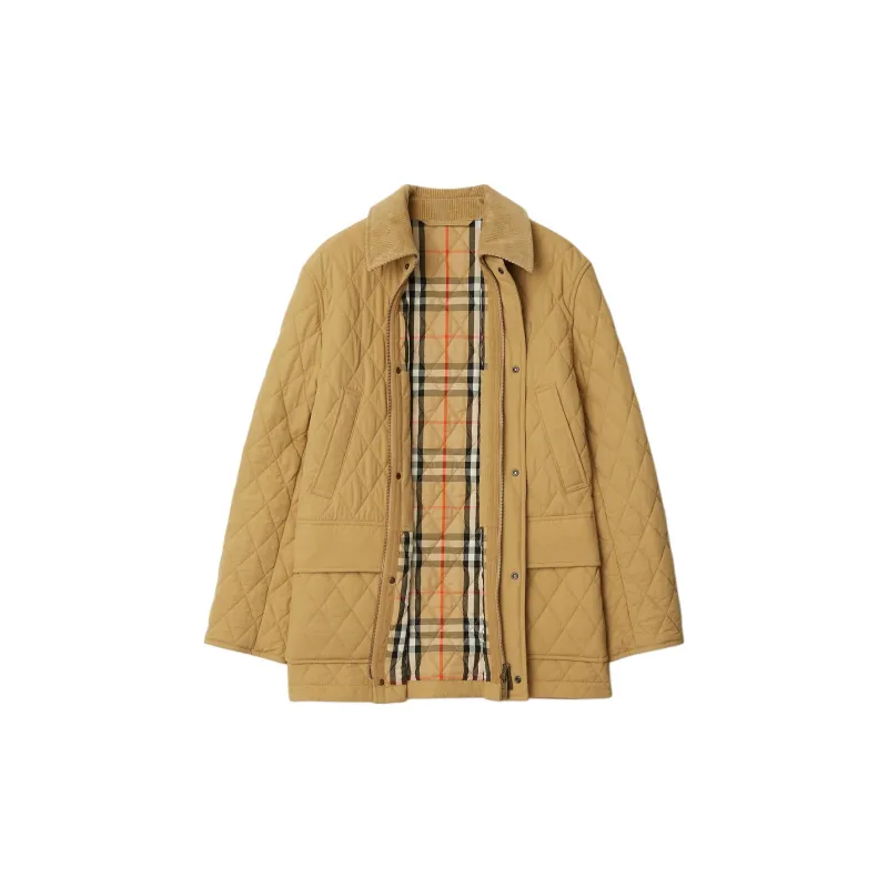 Burberry Logo Patch Diamond Quilted Jacket-1