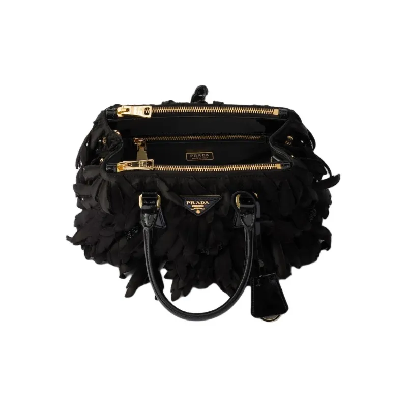 PRADA Galleria Killer Bag Satin Patent Leather Shoulder Bag Crossbody Bag Handbag Mini Women's Black-3