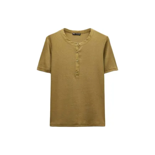 ZARA T-Shirts Women's Olive Green