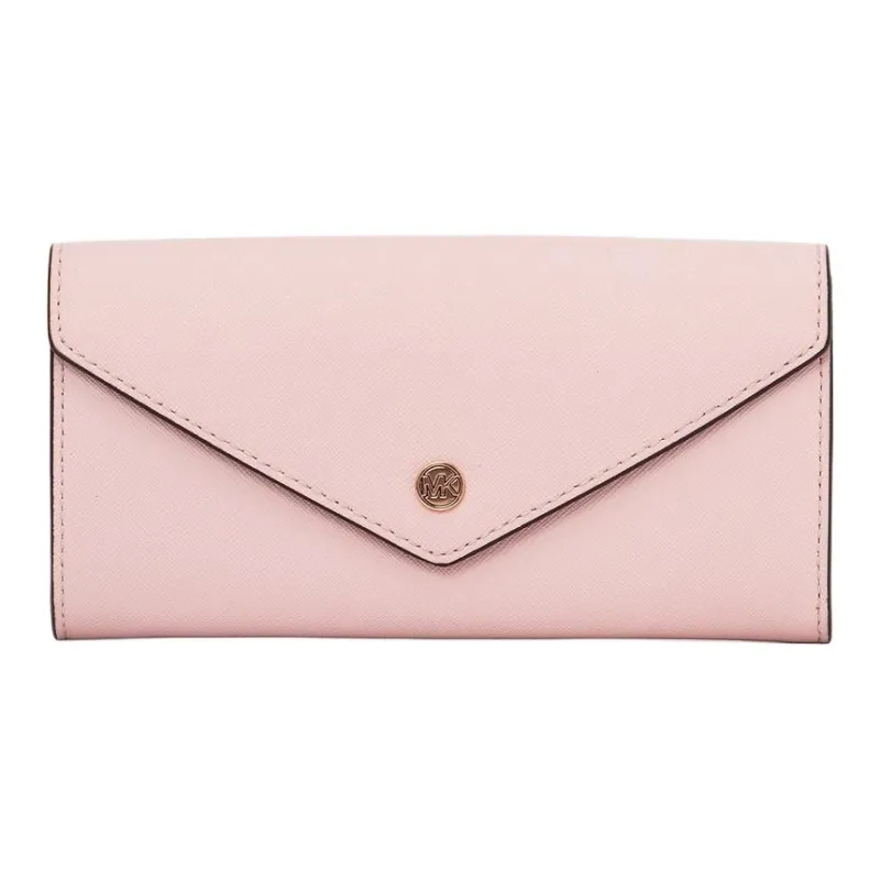 MICHAEL KORS Jet Set Travel Cow Leather Envelope Bag Wallets Large Size Women's Pink-0