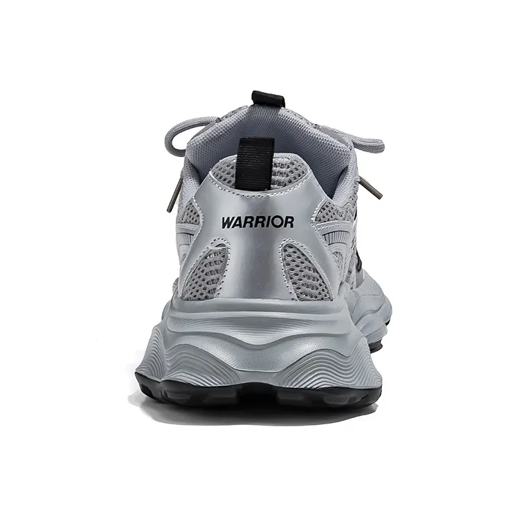 Warrior Breathable Anti Slip And Wear Resistant Low Top Chunky Sneakers Men's Gray Silver-3