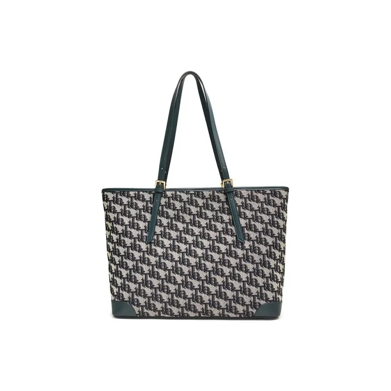 Tata Fabric Shoulder Bag Medium Size Women's Blue & Gray & Green/Blue & Black & Black-3