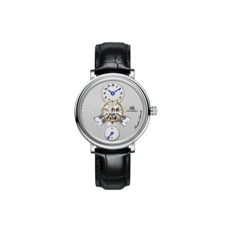 SHANGHAI Metropolis Automatic Mechanical Movement Cow Leather Strap Watch Men's Watches Blue Dial-1