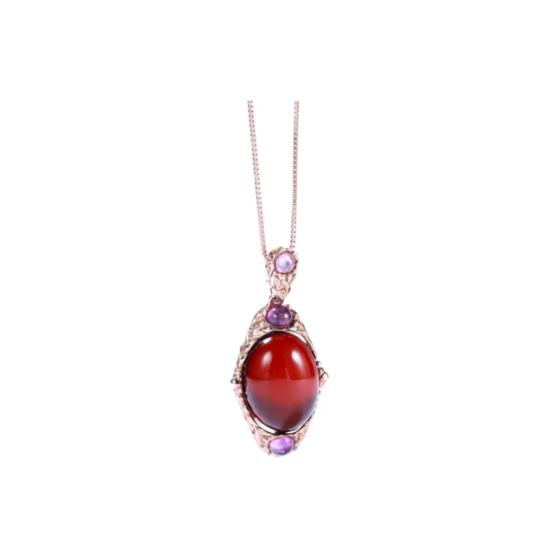 S&A S925 Silver With Amber Necklaces Women's-1