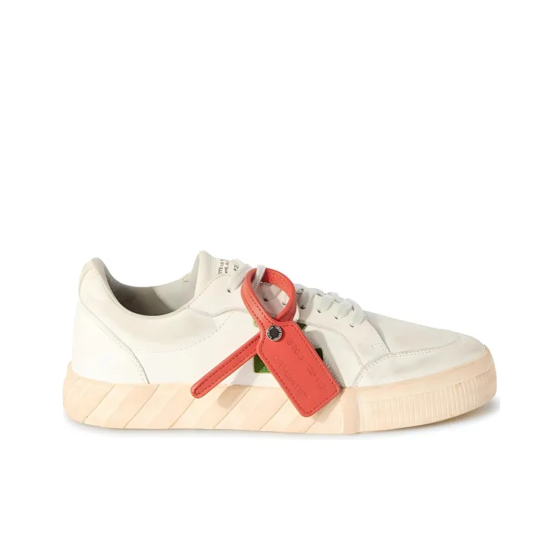 OFF WHITE Vulcanized Low Distressed Leather White Green-1