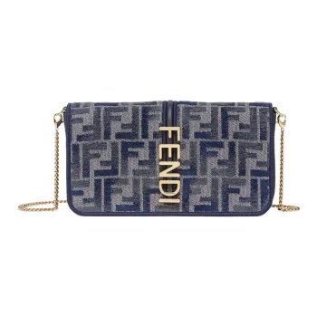 FENDI Fendigraphy Calfskin Wallet Women's Dark Blue