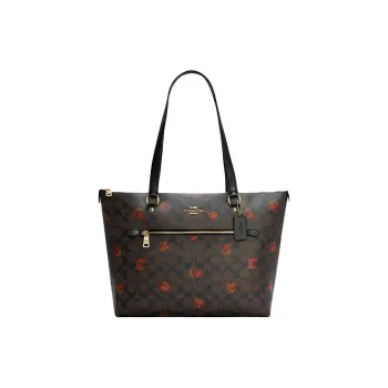 COACH Gallery Leather PVC Tote Bag Shopping Bag Handbag Shoulder Bag Large Size Women's Dark Brown