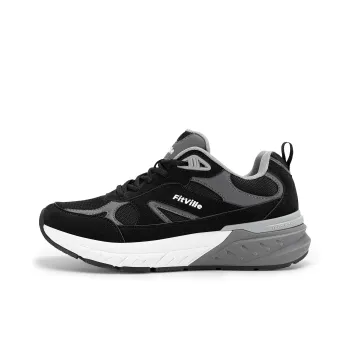 Fitville Running Shoes Men Low Top Black Gray/Marine Blue/Taupe/Light Umber
