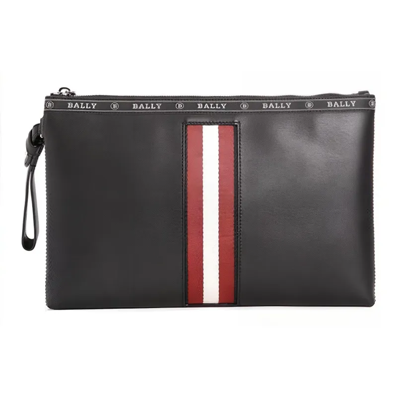 BALLY Cow Leather Handbag Medium Size Men's Black-0
