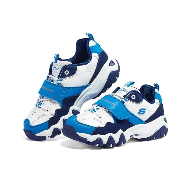 Skechers Kids Abrasion Resistant Support Slip Resistant Low Top Kids Lifestyle Shoes White Blue Kids'-2