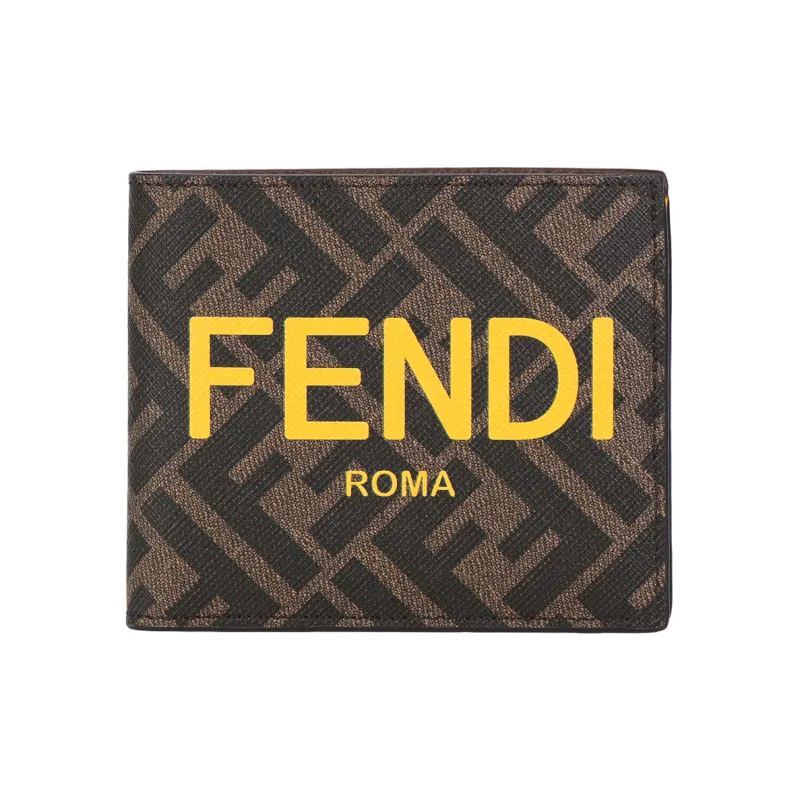 FENDI Fabric Wallet Men's Brown/Yellow-1
