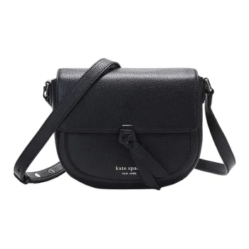 Kate Spade Knott Cow Leather Saddle Bag Crossbody Shoulder Bag Medium Size Women's Black