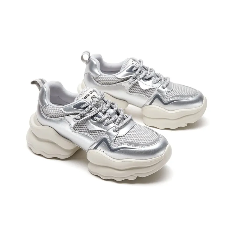 Marie Claire Cushioning Anti Slip And Wear Resistant Height Increasing Low Top Chunky Sneakers Women's-4