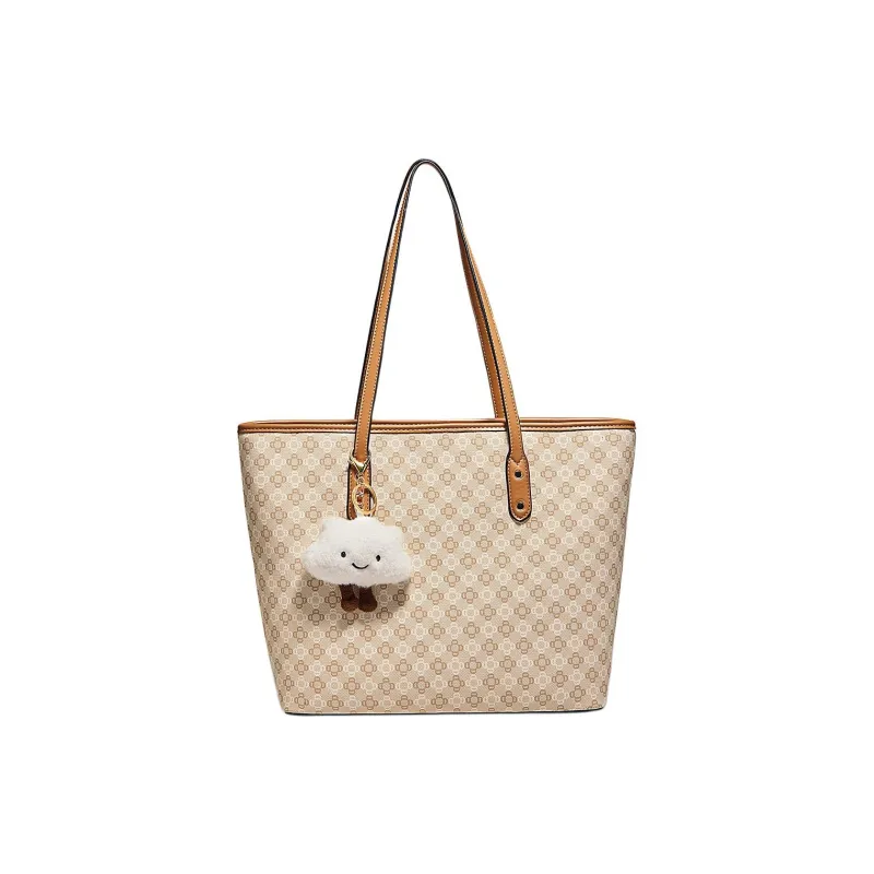 Marino Orlandi Synthetic Leather Handbag, Shoulder Bag Commute Students Cute Pendant Tote Large Size Women's Khaki-4