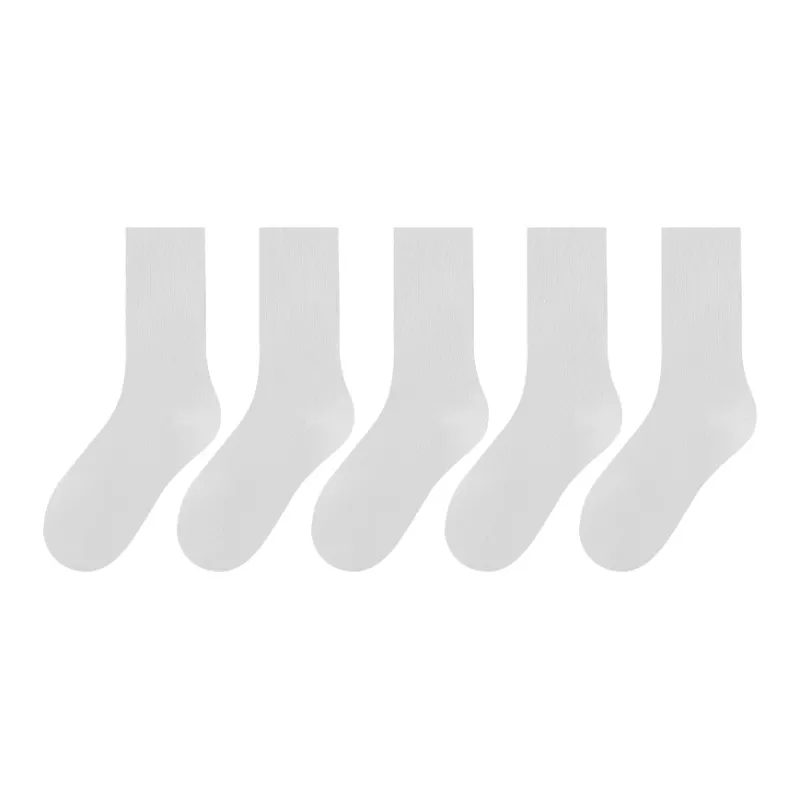 MADALLO Mid Calf Socks Women's 5 Pack White-4