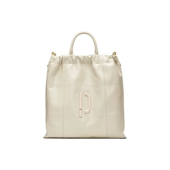 PECO Cow Leather One Shoulder Handbag Medium Size Unisex Black/Dirty White-2