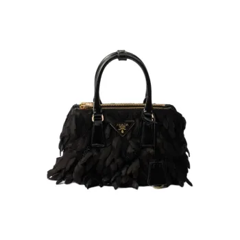 PRADA Galleria Killer Bag Satin Patent Leather Shoulder Bag Crossbody Bag Handbag Mini Women's Black
