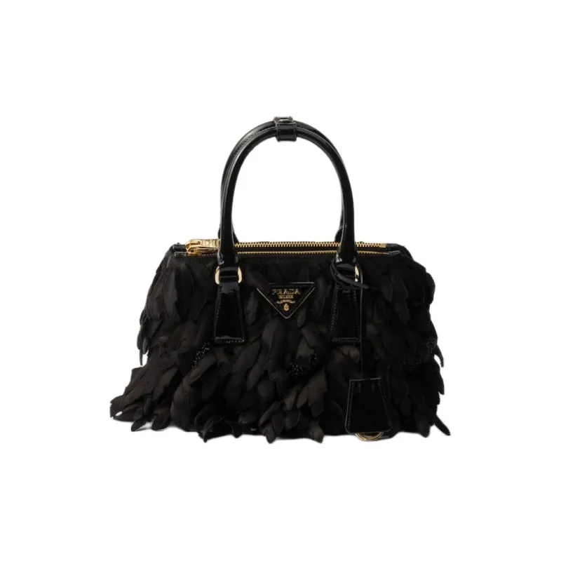 PRADA Galleria Killer Bag Satin Patent Leather Shoulder Bag Crossbody Bag Handbag Mini Women's Black-0