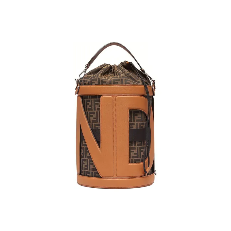 FENDI Leather Bucket Bags Shoulder Bag Crossbody Bag Handbag Women's Brown-2