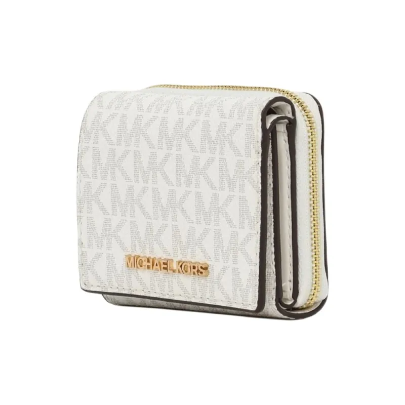 MICHAEL KORS Jet Set Travel Coated Canvas Wallet Small Size Women's Optical White-1