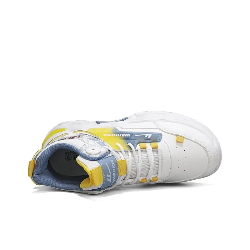 Warrior Wear resistant, Lightweight, Breathable, And Non slip. High Top Casual Shoes Men's White Blue Gray Yellow-3