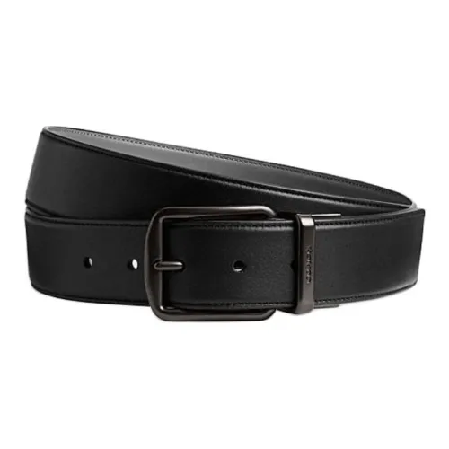 COACH Cow Leather Leather Belts Unisex Black/Charcoal Gray Width: 3.8CM