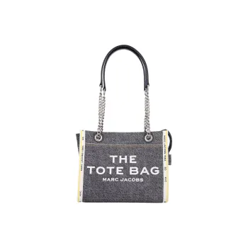 MARC JACOBS The Denim Chain Logo Detailed Small Tote Bag