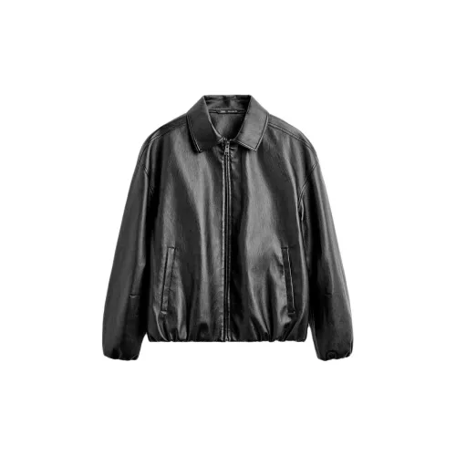 ZARA Leather Jackets Men Black