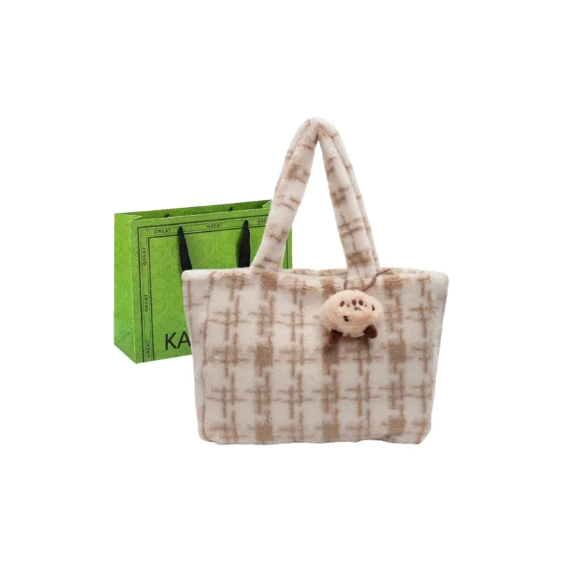 KARUISHA Plush Tote Bag, Shopping Bag, Handbag, Shoulder Bag Women's Multicolor-20
