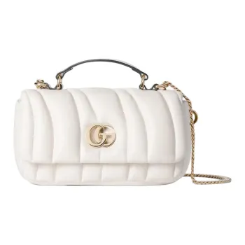 GUCCI Quilted Leather Crossbody One Shoulder Handbag Mini Women's White