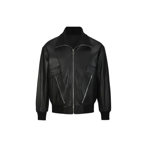 DAVID NAMAN Leather Jackets Men Black