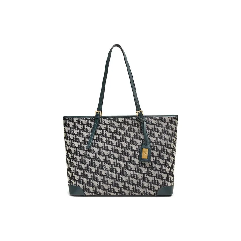 Tata Fabric Shoulder Bag Medium Size Women's Blue & Gray & Green/Blue & Black & Black-0