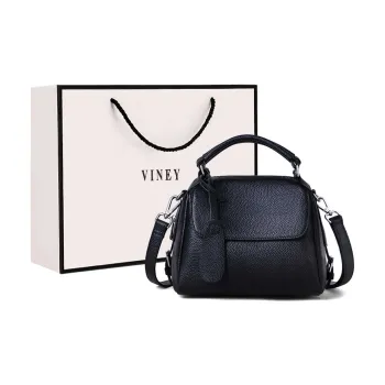 VINEY Cow Leather Bonded Synthetic Leather Shoulder Bag Crossbody Bag Handbags Small Size Women's Black