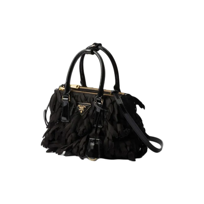 PRADA Galleria Killer Bag Satin Patent Leather Shoulder Bag Crossbody Bag Handbag Mini Women's Black-1