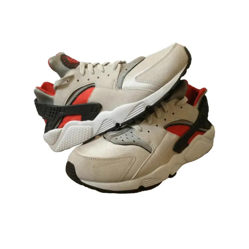 Nike Air Huarache Anti-Slip Wear-Resistant Low-Top Running Shoes Men's Gray Red Silver-4