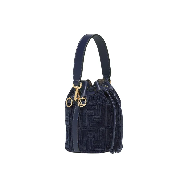 FENDI Mon Tresor Calfskin Bucket Bags Shoulder Bag Crossbody Bag Handbag Mini Women's Dark Blue-1