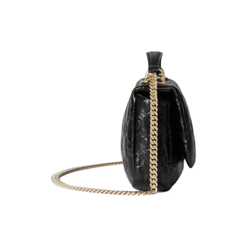 GUCCI Loose Leather Crossbody One Shoulder Handbags Mini Women's Black-3