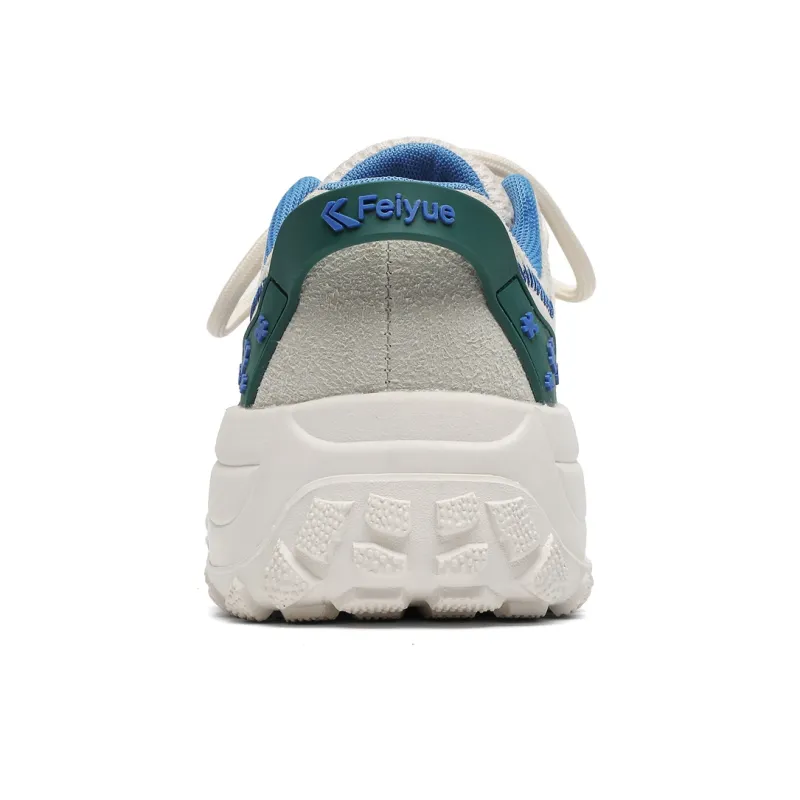 Feiyue Anti-Slip Wear-Resistant Low-Top Casual Running Shoes Women's Beige Gray Blue-3