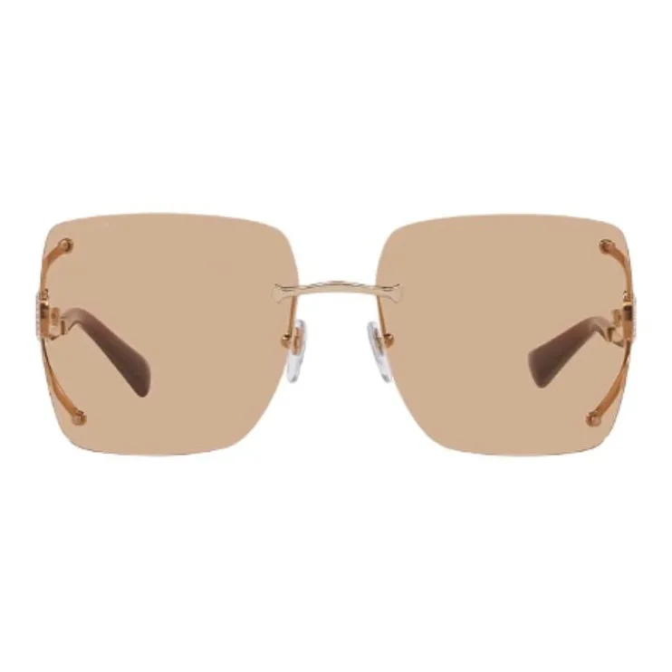 BVLGARI Metal Square Sunglasses Women's Pink Gold-1