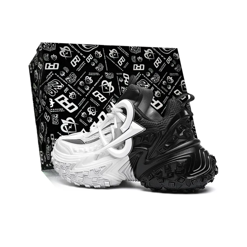 MVA Non slip Wear resistant Impact resistant Low Top Chunky Sneakers Unisex Black White-1