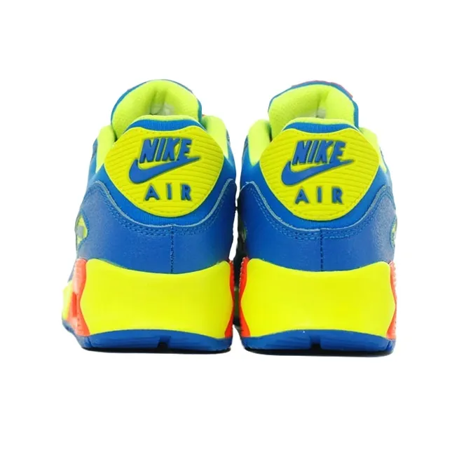 Nike Air Max 90 Abrasion Resistant Low Top Kids Lifestyle Shoes Blue Yellow Red Teenagers-3