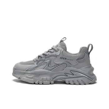 JEEP SPIRIT Slip Resistant, Abrasion Resistant, Breathable, Height Increasing Low Top Chunky Sneakers Men's Gray