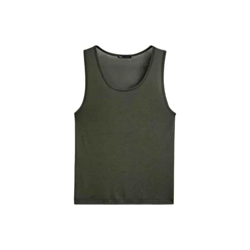 ZARA Tank Tops Men Dark Green