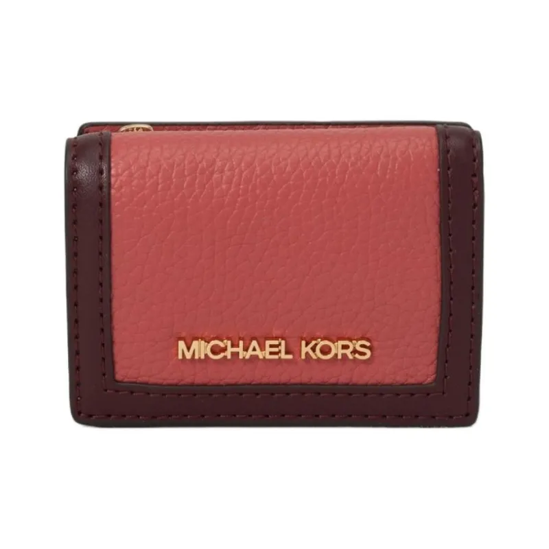 MICHAEL KORS Jet Set Travel Cow Leather Wallet Mini Women's Dark Pink-0
