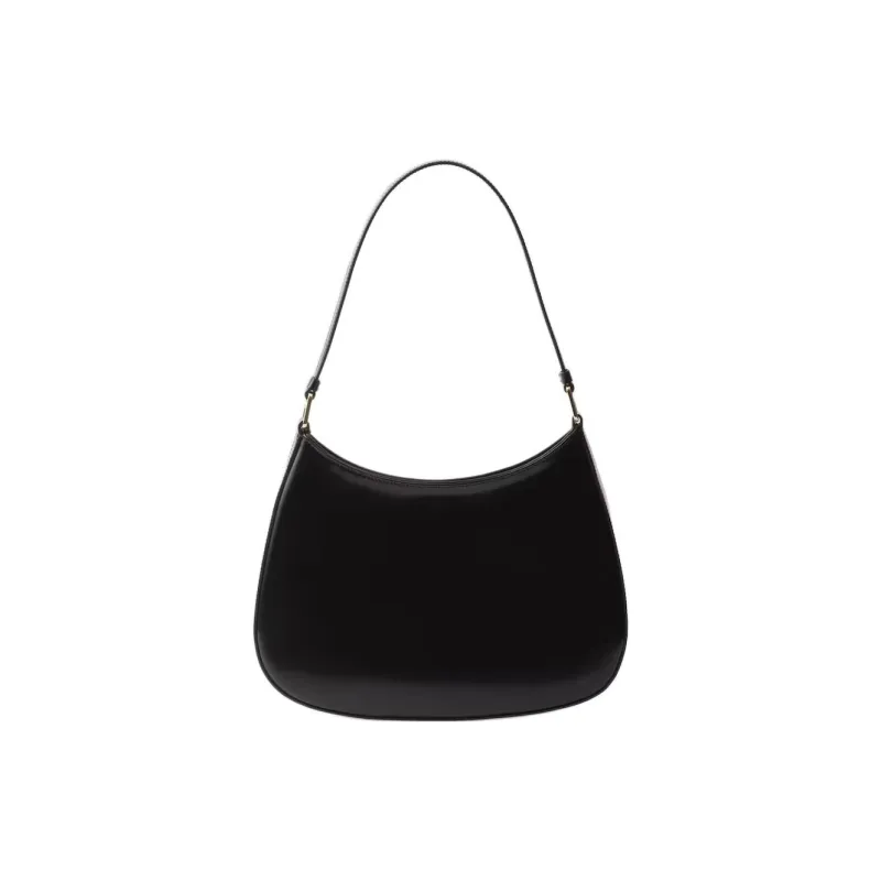 PRADA Printed Brushed Leather Handbag Shoulder Bag Women's Black-2