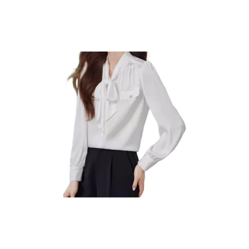 Korean style Chiffon Shirts Women's White