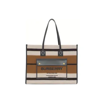 Burberry Freya Shearling And Leather Tote Bag Shopping Bag Shoulder Bags Handbags Medium Size Women's Umber/Black/Beige