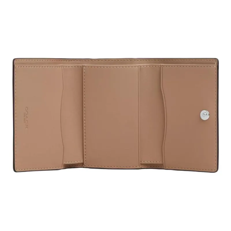 COACH Micro Refined Calfskin Wallet Mini Women's Silver & Chalk-1
