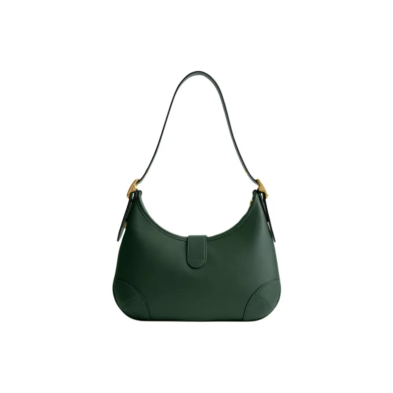COACH Hamptons Glove Tanned Leather Crescent Bag, Handbag, Shoulder Bag Tubas Women's Hunter Green-2