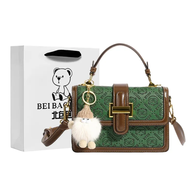 North Pack PU Shoulder Bag, Crossbody Bag, Handbag Women's Ecru/Green-5
